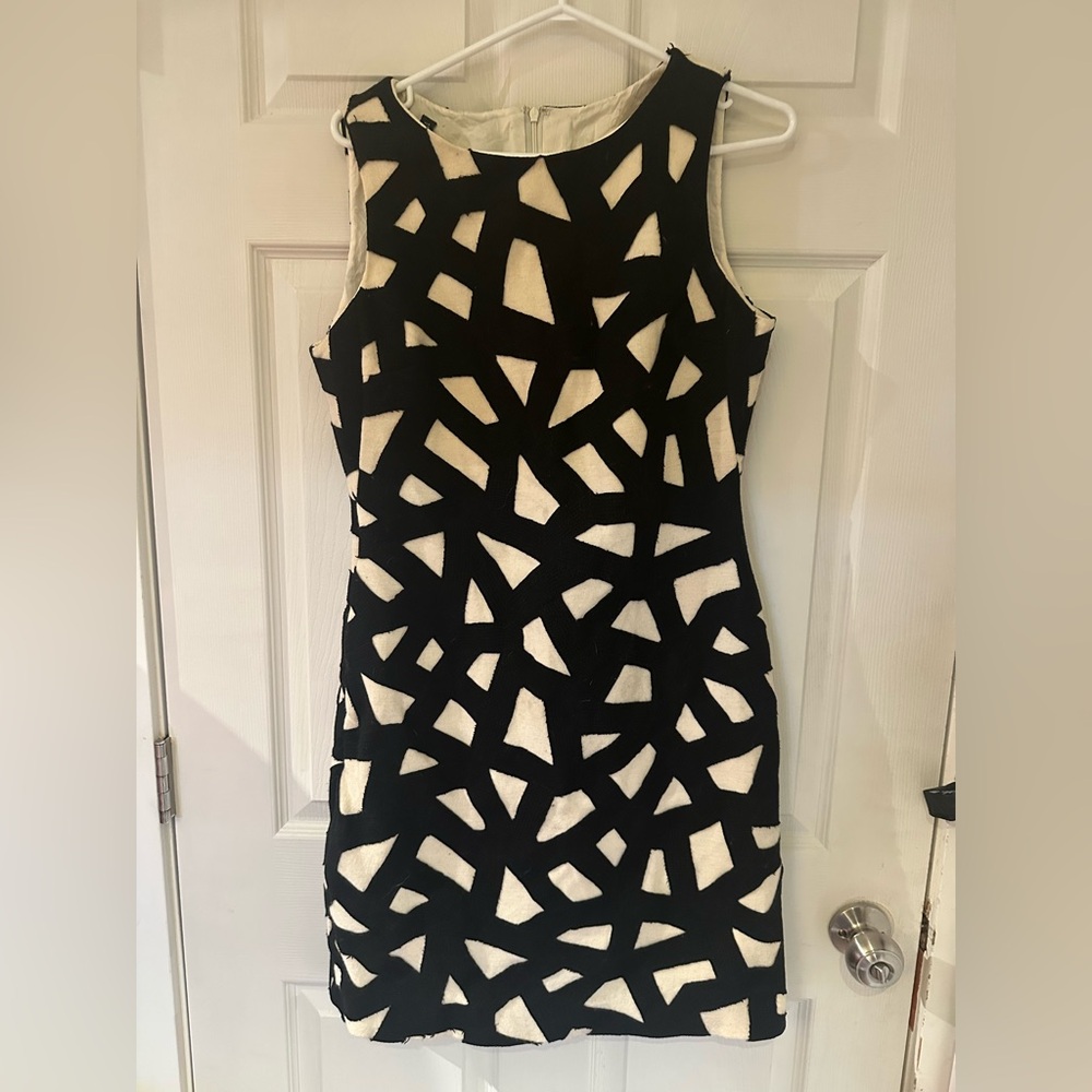 Vintage Carlisle Chic Black and White Geometric Dress. I